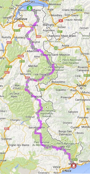 itineraire route des grandes alpes